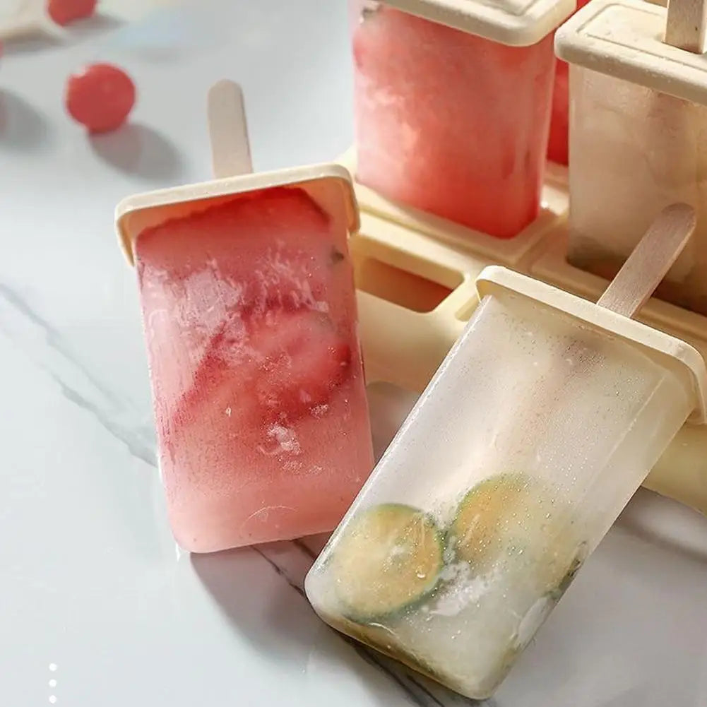 Moldes para helados de 9 piezas, molde para hacer helados de fácil desmolde, caja para helados caseros con palitos de plástico, utensilios de cocina
