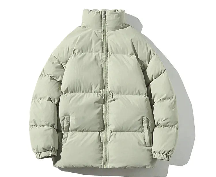Ropa de calle Harajuku abrigo de invierno cálido para hombre Parka informal de Color sólido con cuello levantado chaqueta de invierno de gran tamaño para mujer