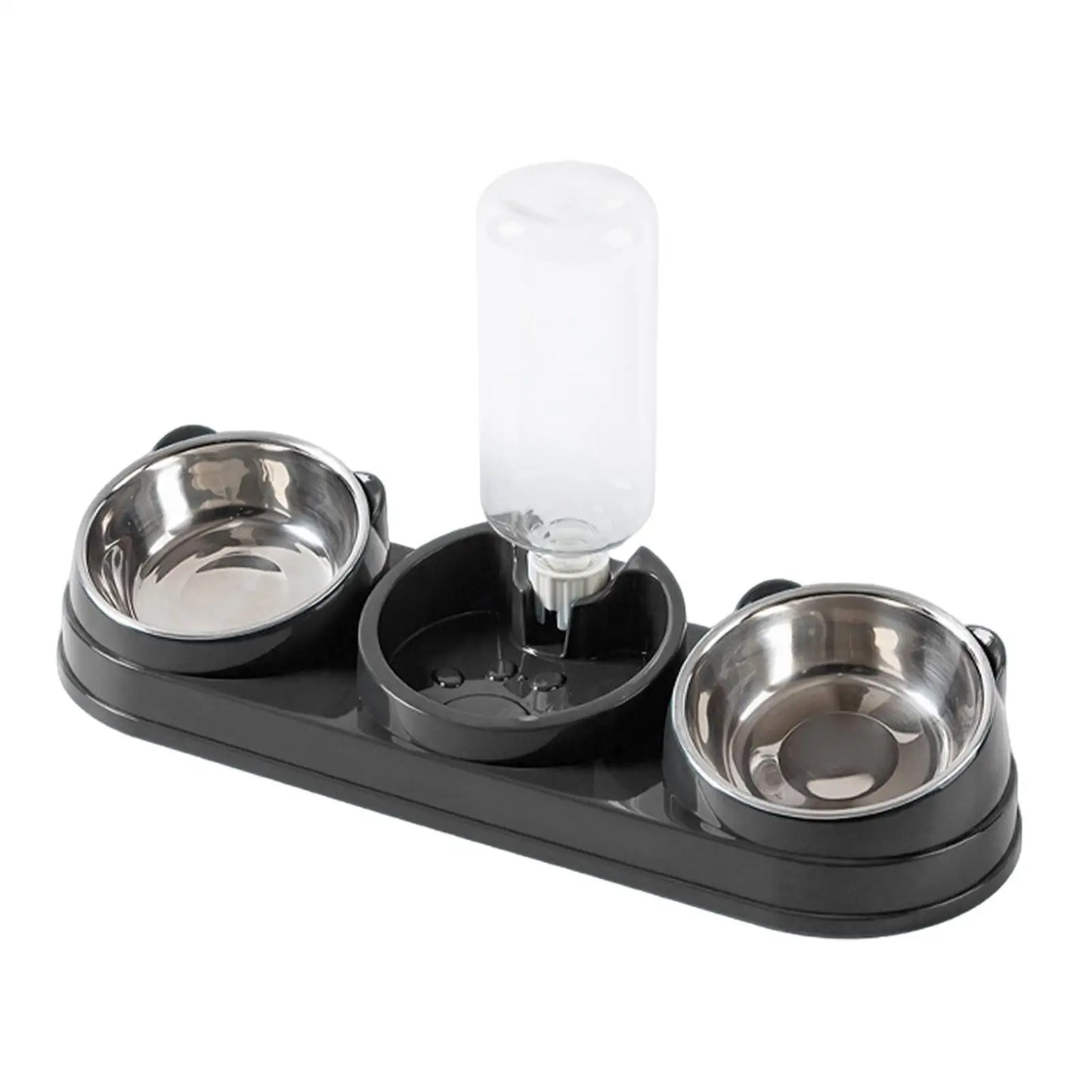 Cuenco triple para gatos, cuenco para comida y agua para mascotas, inclinado a 15 ° , 3 en 1, para húmedo y