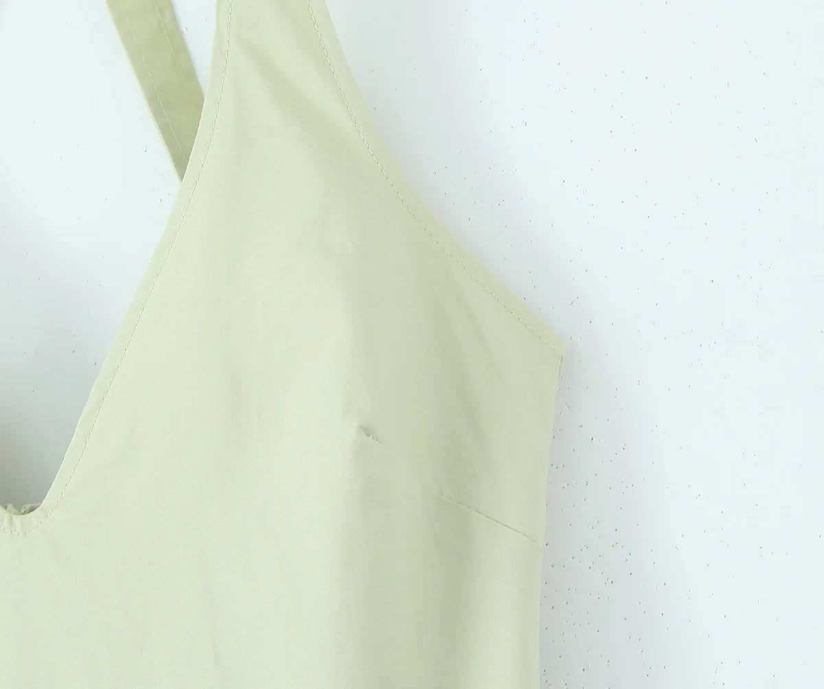 YENKYE-vestido Sexy con espalda descubierta para mujer, vestido verde elegante con cuello Halter, cintura baja, corte en A, Midi, vestidos de fiesta de noche de verano, bata de algodón