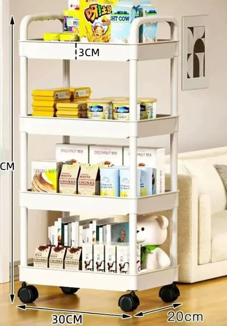 Estante de almacenamiento de carrito pequeño para baño, cocina casera, libro de aperitivos multicapa, móvil con ruedas, estante de almacenamiento de pie