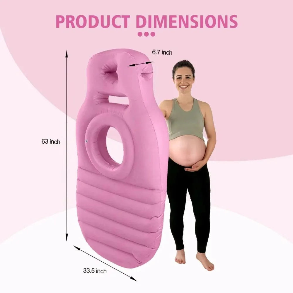 Con agujeros     Cama de maternidad inflable     Plegable     Firmeza ajustable     Estera para dormir de maternidad     Incluye bomba de aire