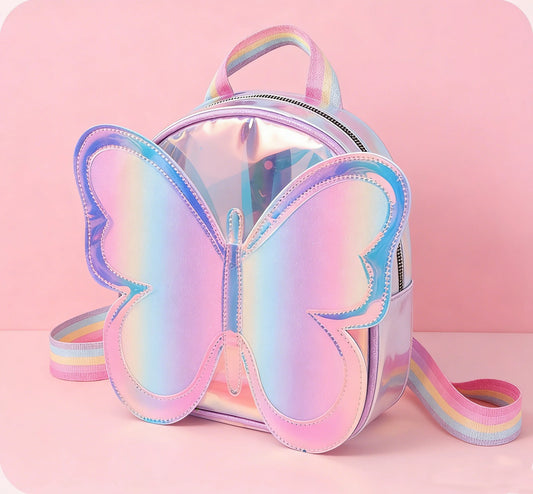 Mochila de Moda para Niñas con Diseño de Mariposa Láser, Mochila Infantil para Niños