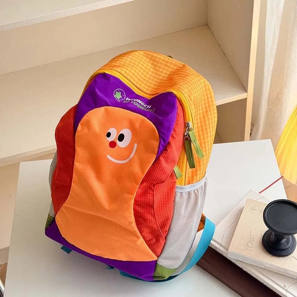 Mochila de tela Oxford para niños, mochila ergonómica con dibujos animados para guardería, mochila ligera y duradera con bloques de color para estudiantes