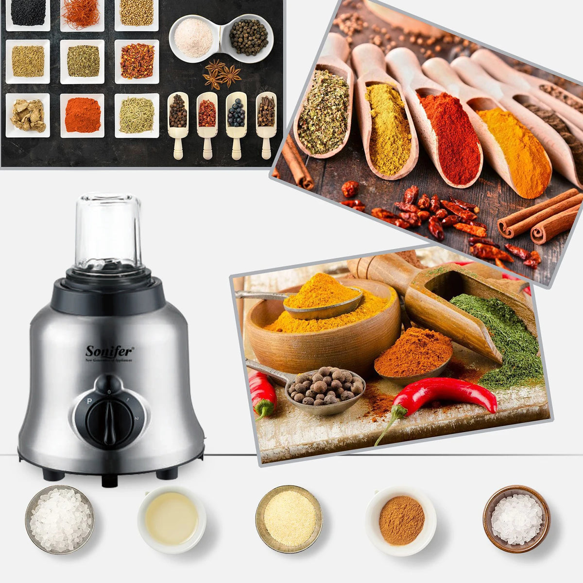 Sonifer-licuadora y exprimidor de carne 2 en 1, mezclador de cocina de acero inoxidable de 400W, procesador de alimentos y frutas, batidos de hielo