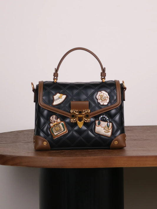 2026 nueva moda impresa bolso de remache personalizado con alto sentido de lujo y contraste retro, bolso de mensajero de un solo hombro ingenio