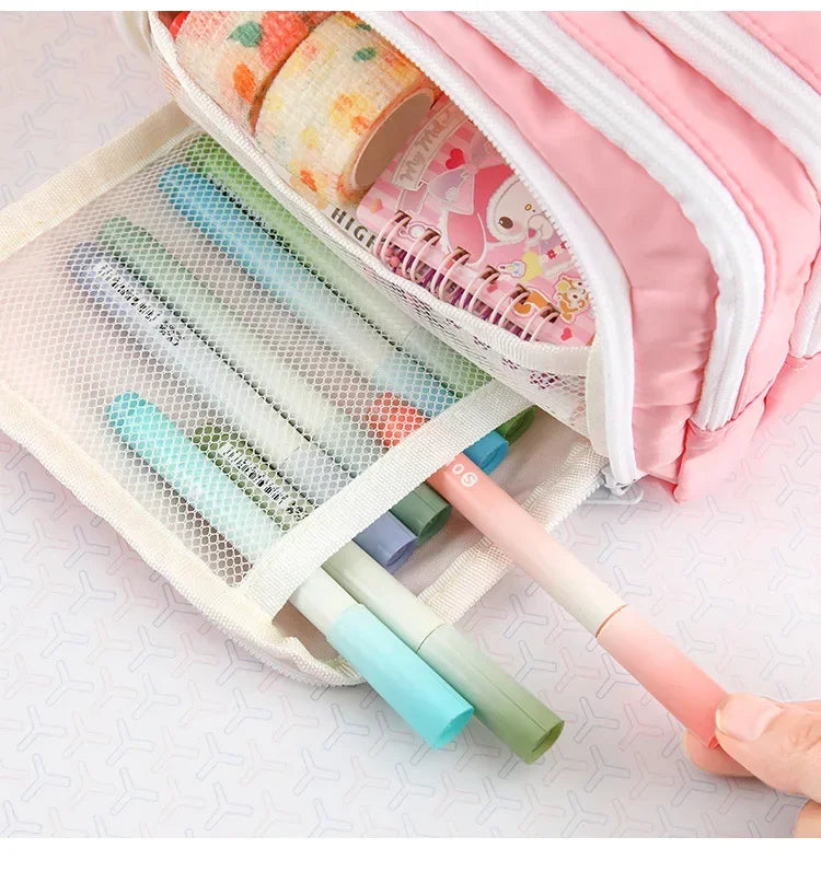 Estuche para lápices de las Chicas Superpoderosas, estuche para lápices con múltiples bolsillos, bolsa para lápices de gran capacidad para estudiantes, bolsa organizadora de papelería, regalo