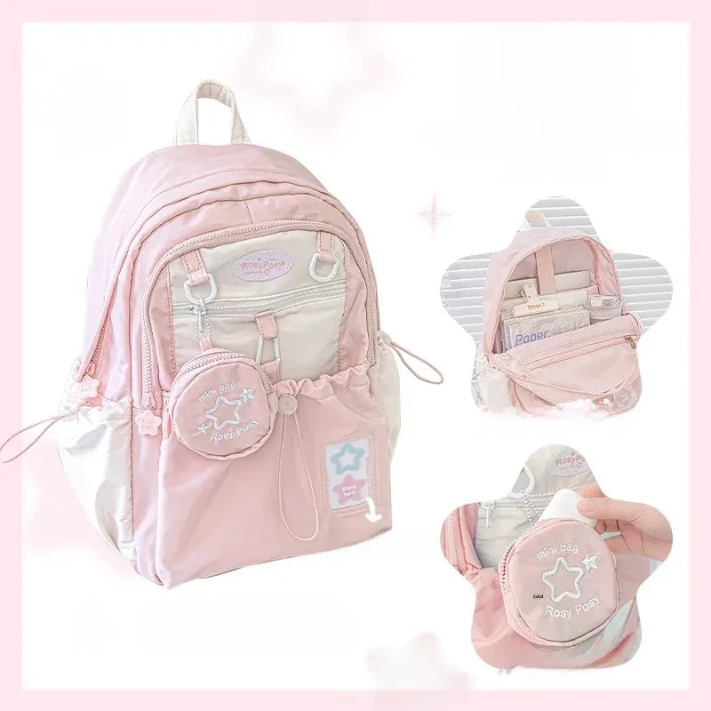 Nueva mochila para niña, bolso escolar grande y bonito con cordón a la moda para estudiante, bolso de hombro femenino de viaje coreano para escuela secundaria