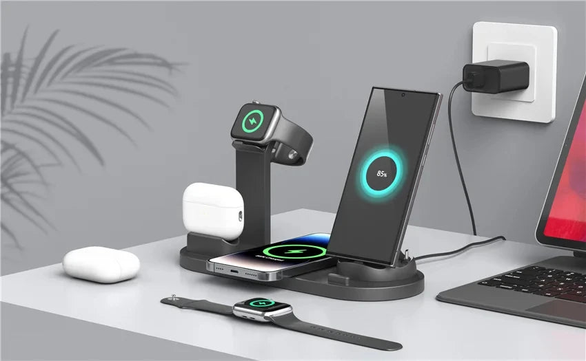 Estación de carga inalámbrica universal para iPhone17 16, 15, 14, 13, 12, 11 Pro Max/Pro/Mini/Plus y para AirPods Pro 2 - Carga rápida