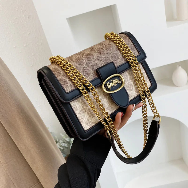 Bolso cruzado de alta gama con contraste de Color para mujer, bolso de hombro pequeño y versátil de diseñador de lujo ligero a la moda