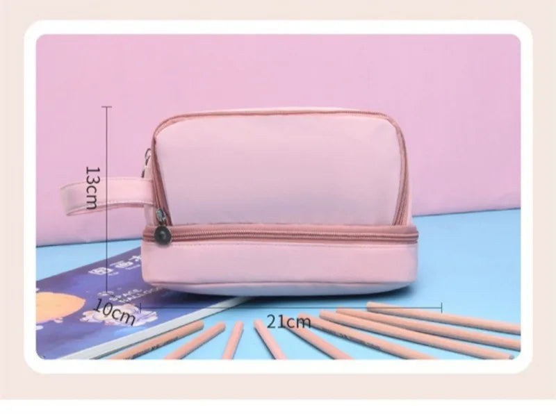 Estuches para lápices de 99 noches en los bosque, bolsas grandes para bolígrafos de dibujos animados, bolsa de lápices multicapa de Anime para niños y niñas, suministros de papelería escolar