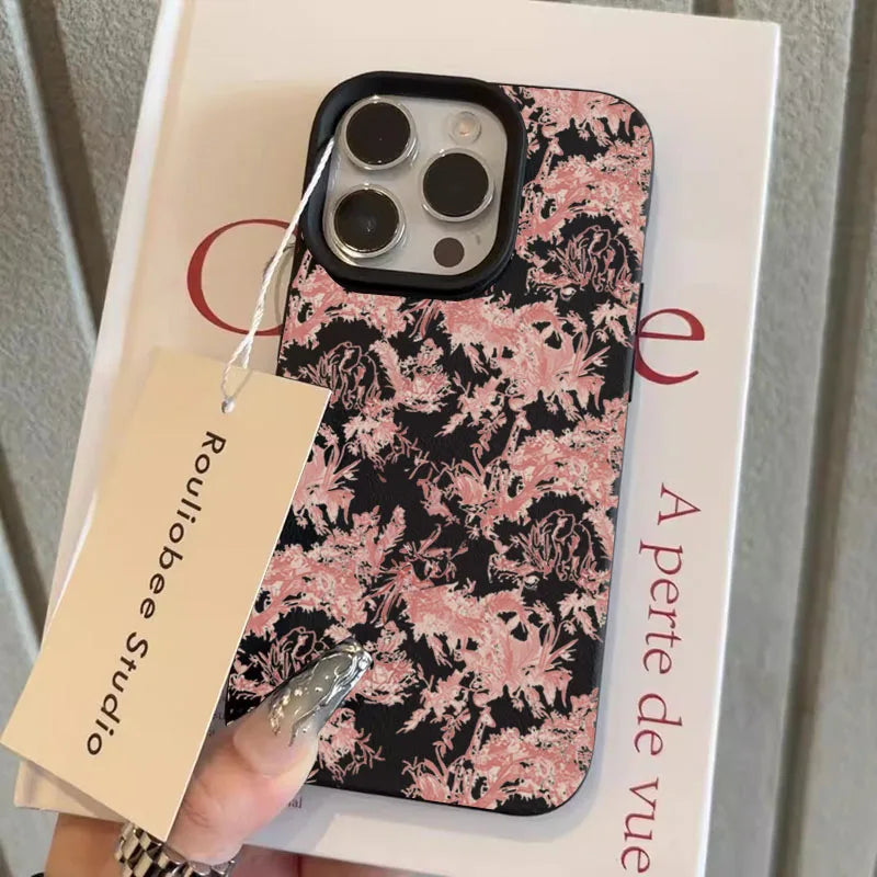 Funda de Silicona con Diseño Floral de Lichí Rosa para iPhone 17, 17 Air, 16, 15, 14, 13, 12, 11 Pro Max, Funda para iPhone 16, 15, 14 Plus