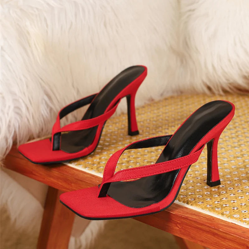 Liyke, moda de verano, zapatillas finas de tacón alto, chanclas de playa con Clip cuadrado para mujer, zapatos, sandalias de gladiador, chanclas para mujer