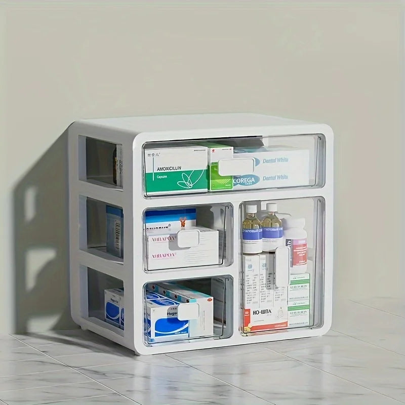 1 botiquín para el hogar, administrador de medicamentos para el hogar, caja de almacenamiento multiusos para medicina médica de gran capacidad tipo cajonera