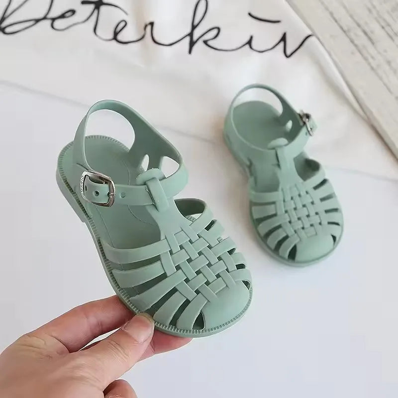 Sandalias de Playa para Niñas, Estilo Gladiador, Suaves, Antideslizantes, Tipo Jelly, Planas, Retro, Romanas, para el Verano