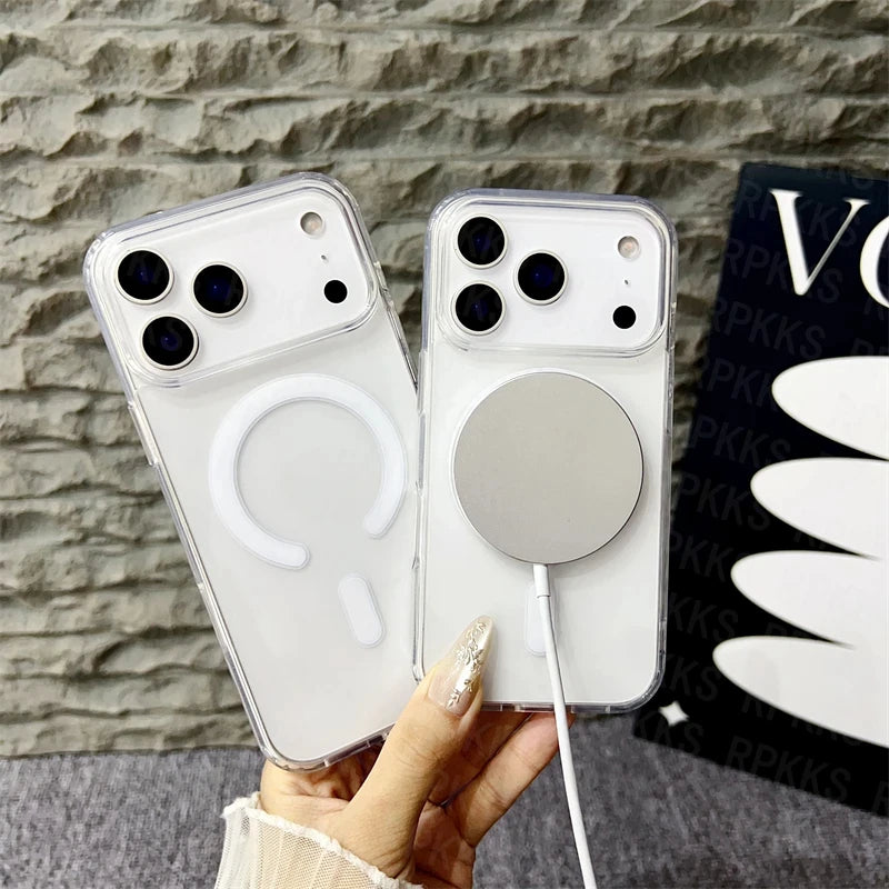 Funda de teléfono magnética de TPU suave para iPhone 17 Pro 13 11 16 Pro Max 15 14 12 Air 17Promax 17pro Funda transparente a prueba de golpes