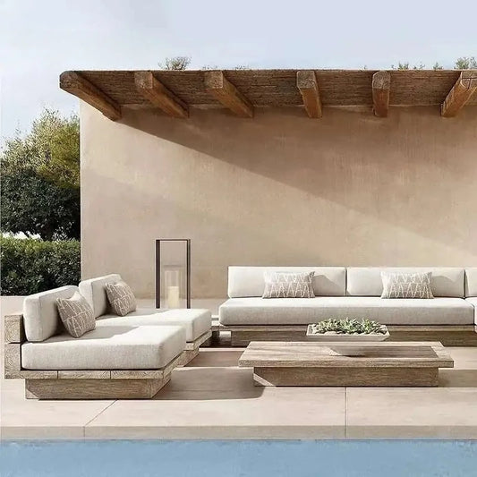 Sofá de jardín impermeable y protector solar de estilo japonés, diseñador minimalista, sofá de jardín moderno, muebles artísticos de exterior, Divano