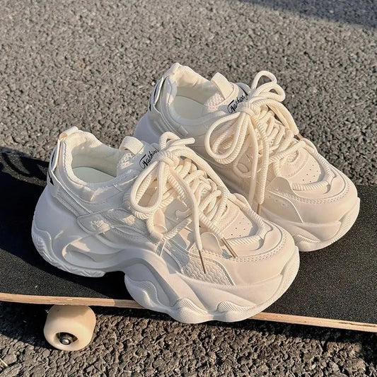 Zapatillas Dad Shoes para Mujer, Primavera/Verano 2026, Nuevas y Populares, con Suela Gruesa Tipo Esponja, Blancas, Casuales, Deportivas y Planas