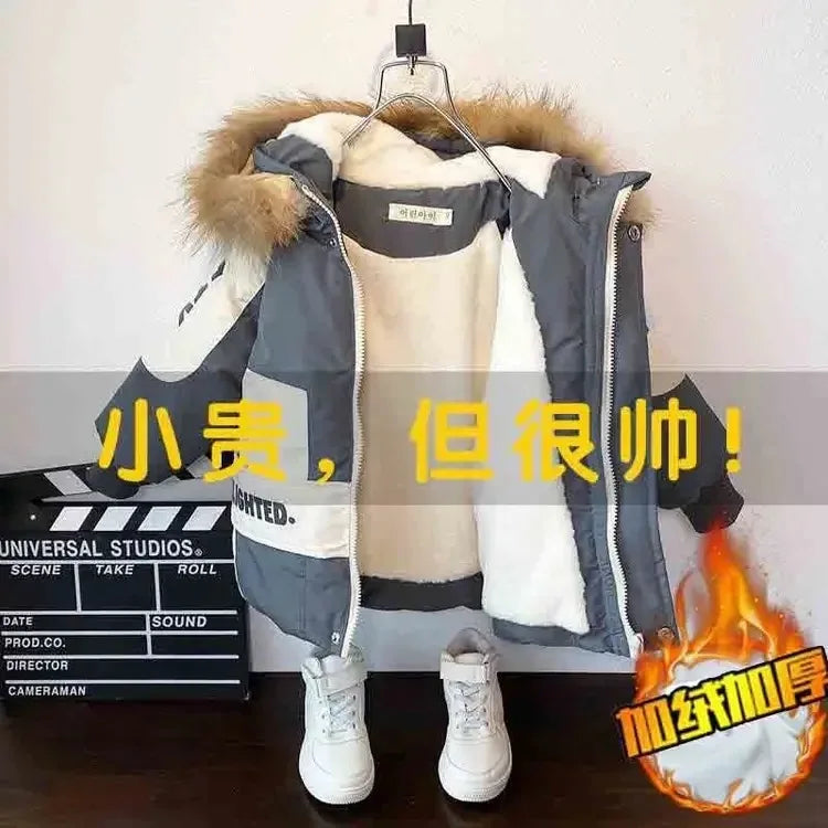 Abrigo para niños, chaqueta, prendas de vestir, Tops de algodón, moda 2023, grueso, además de terciopelo, abrigo de talla grande para invierno y otoño, ropa para niños