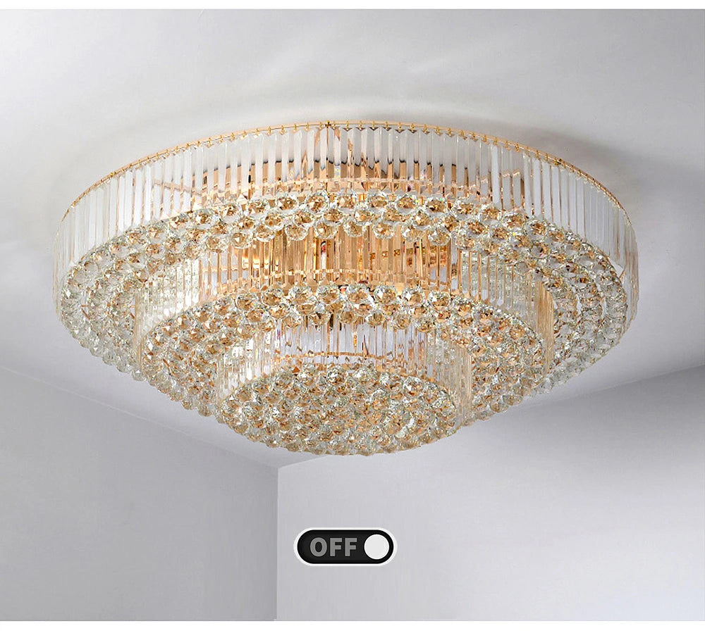 Luces de techo LED redondas clásicas, candelabros de cristal de lujo, decoración del hogar, plafón para sala de estar