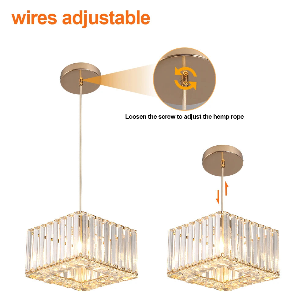 Lámpara colgante de cristal moderna, lámpara de techo Led de lujo, accesorios de decoración para el hogar, Isla de cocina, Lustre colgante ajustable