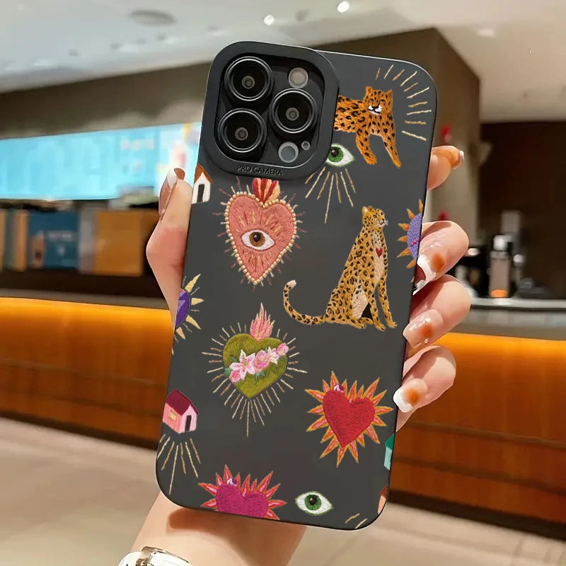 Funda de teléfono con ojos de leopardo florales para Xiaomi Mi 14T 13T 12T Pro 14 13 12 11 Lite 5G NE Poco F6 F5 X5 M6 X7 Pro funda suave de silicona