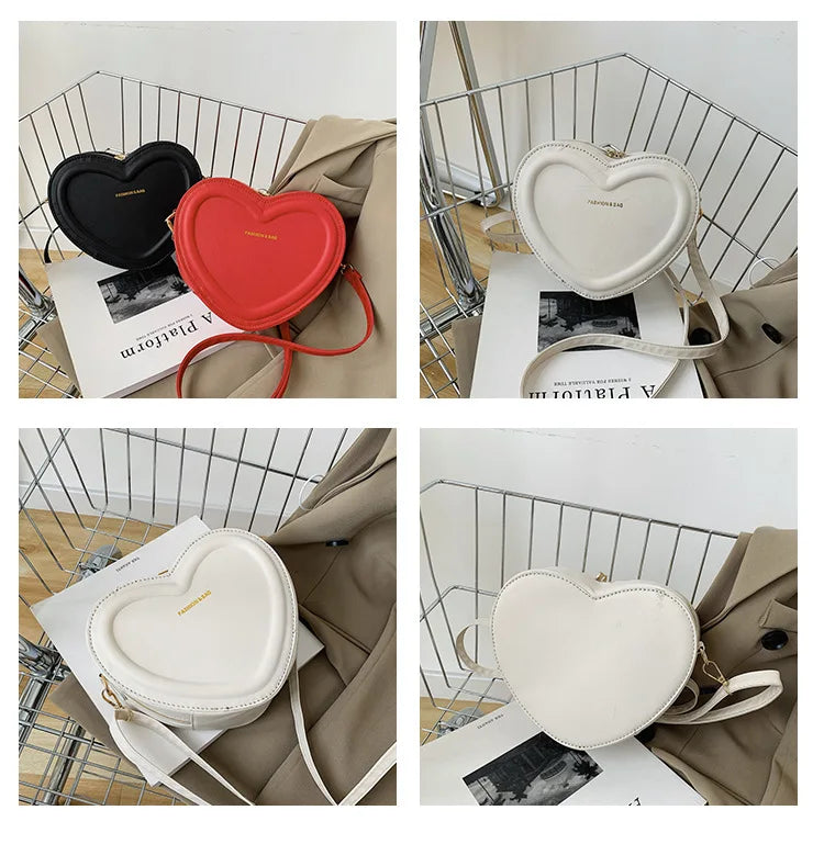 Gran oferta de bolsos cruzados con forma de corazón para mujer, bandoleras de piel sintética sólidas, bolsos de moda