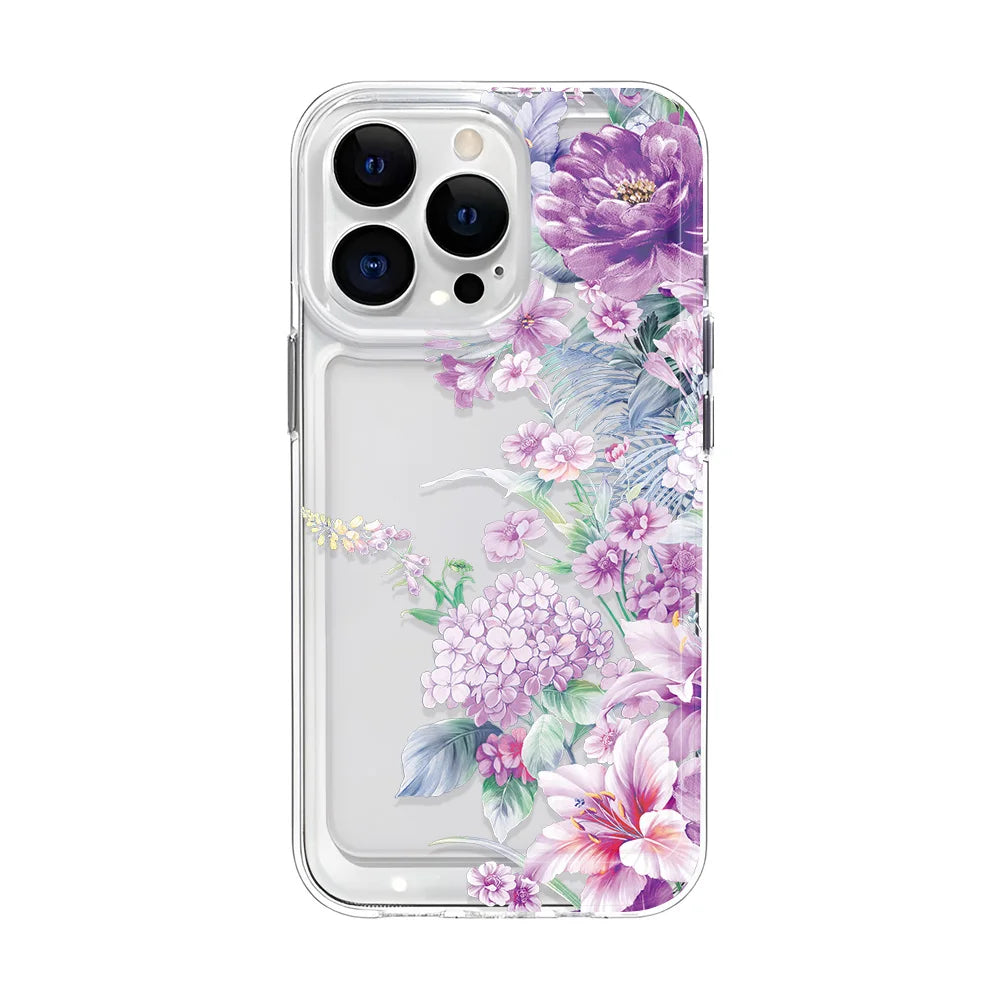 Funda de teléfono transparente con flores para niñas, fundas duras a prueba de golpes para iPhone 16 15 14 13 12 11 Pro Max 16 Plus