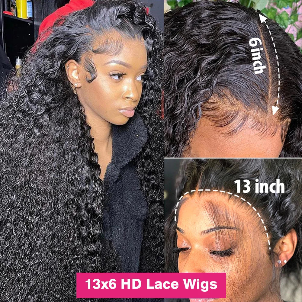 Peluca Frontal de onda profunda de encaje HD 13x6, pelucas de cabello humano rizado transparente con encaje Frontal, pelucas de cabello humano 300% 250% pelucas de encaje de cabello humano completo