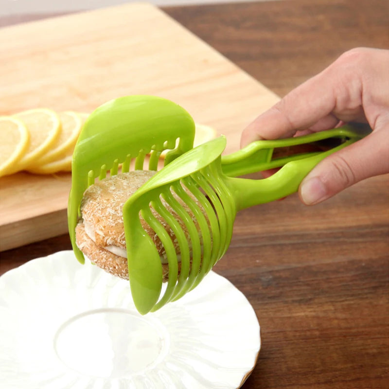 Práctico soporte de acero inoxidable para cebolla, rebanador de patatas, tomate, cortador de frutas y verduras, herramientas de cocina de seguridad, accesorios