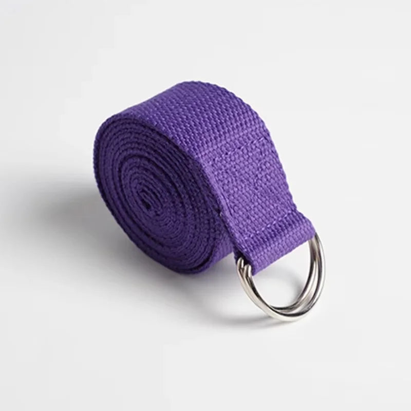 Correa de Yoga de 183x3,8 cm, cinturón de Yoga de algodón para ejercicio, hebilla de anillo en D elástica tejida ajustable, bandas de estiramiento para Fitness, cuerda de Pilates