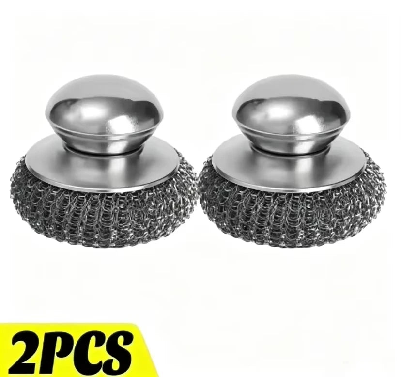 Cepillo de Acero Inoxidable con Mango y Bola Metálica Resistente para Lavar Platos, 1-10 Piezas, Limpiador y Purificador de Metal para Cocina