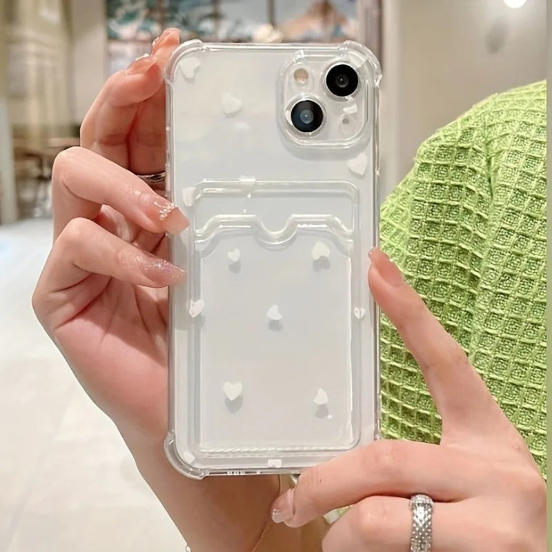 Funda para Teléfono con Diseño de Corazón Elegante de Estilo Retro para iPhone 17 16 Pro Max, Fundas para iPhone 15 14 13 12 11 XS X 7 8 Plus con Tarjetero