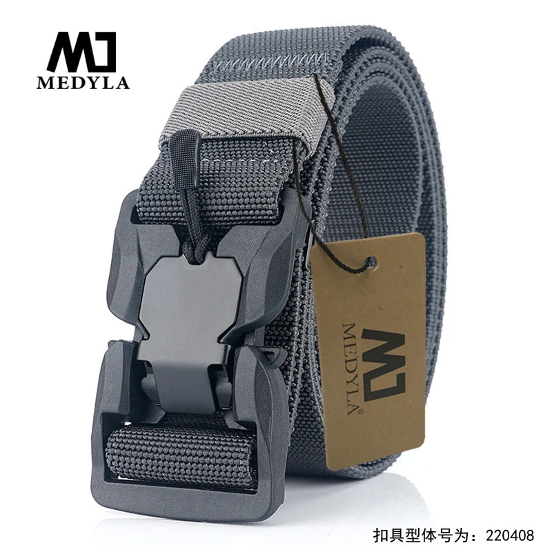 MEDYLA-Cinturón táctico con hebilla de liberación rápida, cinturón elástico informal de nailon, herramienta de entrenamiento, cinturón para hombre MN057