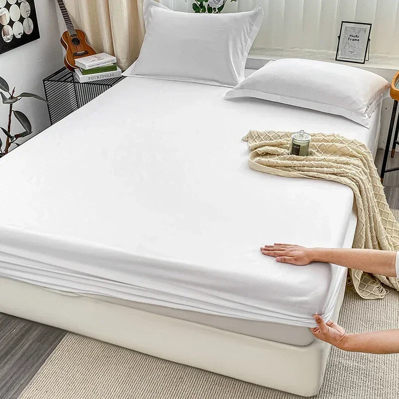 Sábana bajera cepillada de color sólido de primera calidad, tejido de satén ultrasuave para noches acogedoras: ropa de cama hipoalergénica y de fácil cuidado