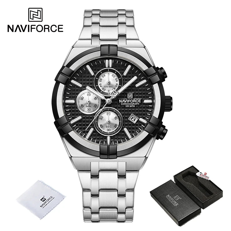 NAVIFORCE relojes originales para hombre, cronógrafo deportivo de cuarzo a la moda, reloj de pulsera para hombre Simple salvaje resistente al agua con pantalla