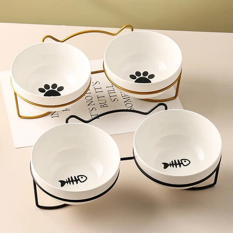 1-3 uds protección Cervical creativa suministros para mascotas tazón doble de cerámica para gatos tazón de cerámica para gatos tazón de comida tazón de comida para perros agua potable tazón de comida