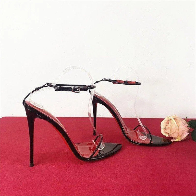 2026 Pure Color Sandals Elegant Personality Thin Heel High Heels Cross-Border Show Black Sexy Cool Shoes Pointed Toe Gladiators