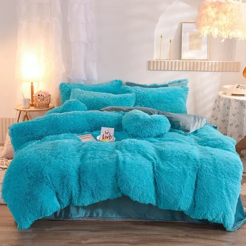 Juego de funda nórdica de felpa de lujo de 3/4 piezas: ropa de cama acogedora y suave, perfecta para el confort del dormitorio, ideal para habitaciones de invitados y dormitorio Aesth