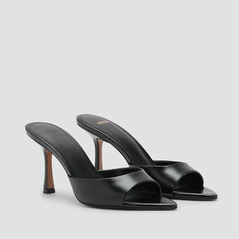 Sandalias de Tacón Alto para Mujer, Primavera-Verano 2026, Nuevas Sandalias Elegantes de Cuero Pintado, Sandalias de Tacón Alto para Uso en Exteriores