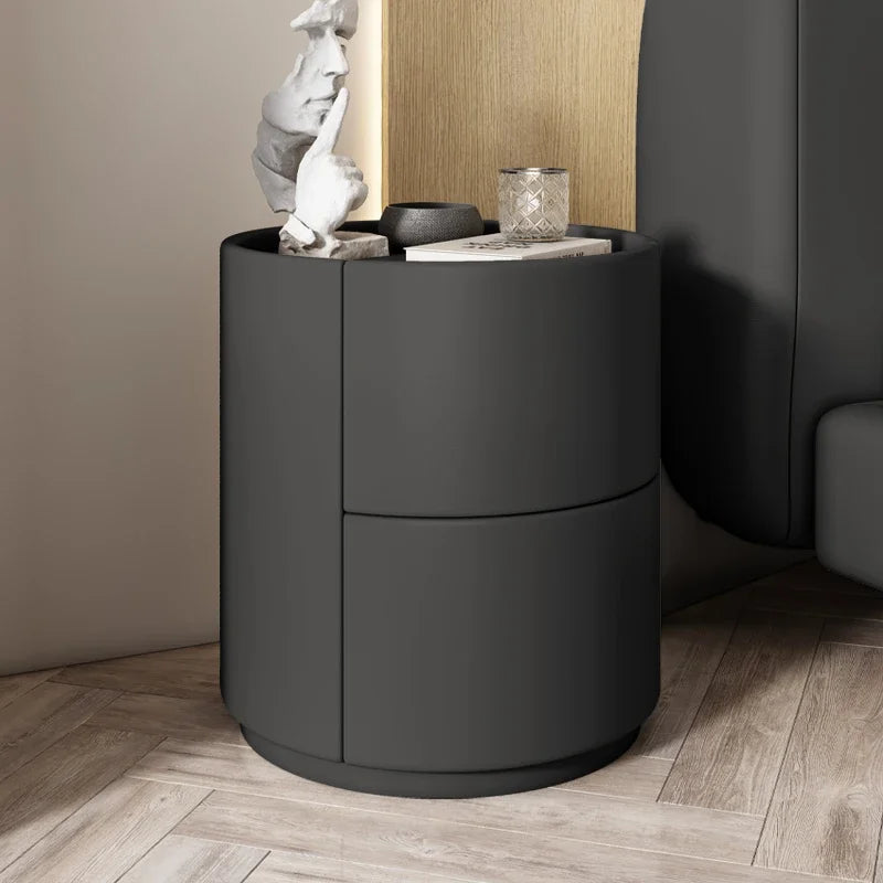 Gabinete lateral para sofá de sala de estar, mesita de noche redonda creativa de madera maciza, nuevo gabinete de almacenamiento para dormitorio pequeño y moderno y sencillo