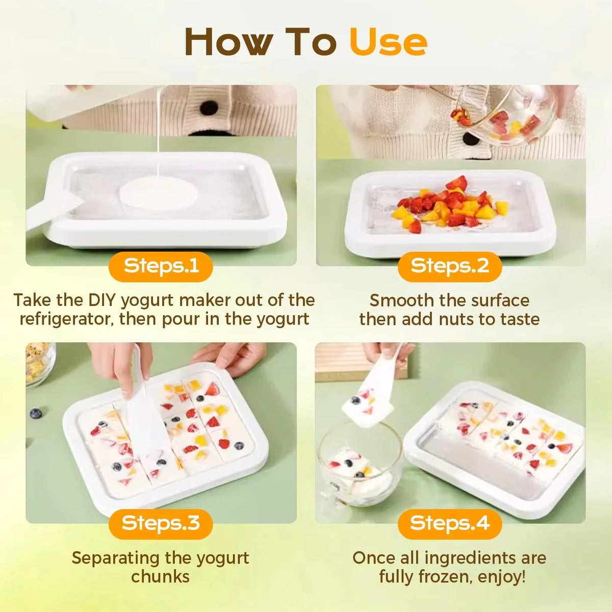 Máquina para hacer helados DIY, máquina para hacer yogur, helado casero para sorbete de crema para niños, máquina para hacer helados enrollados para el hogar con 2 espátulas