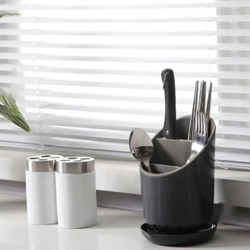 Soporte de almacenamiento de plástico, estante de secado de cocina para vajilla, cuchillo, cuchara, tenedor, contenedor de drenaje, organizador, herramienta de mesa, 1 ud.