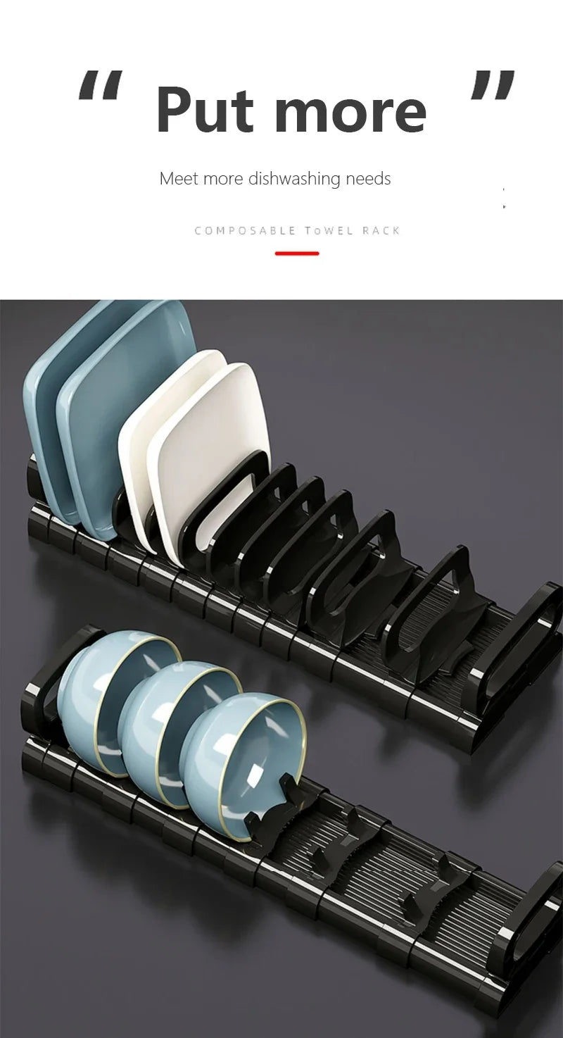 Estante de almacenamiento de platos para armario de cocina, escurridor de platos integrado, divisor de platos, organizador de accesorios de cocina