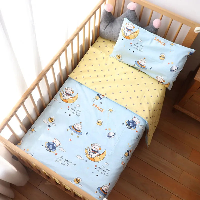 Juego de cama para cuna de bebé, ropa de cama de algodón, kit de cuna para niño y niña, incluye funda de almohada, funda nórdica, decoración para habitación de niños, 3 uds.