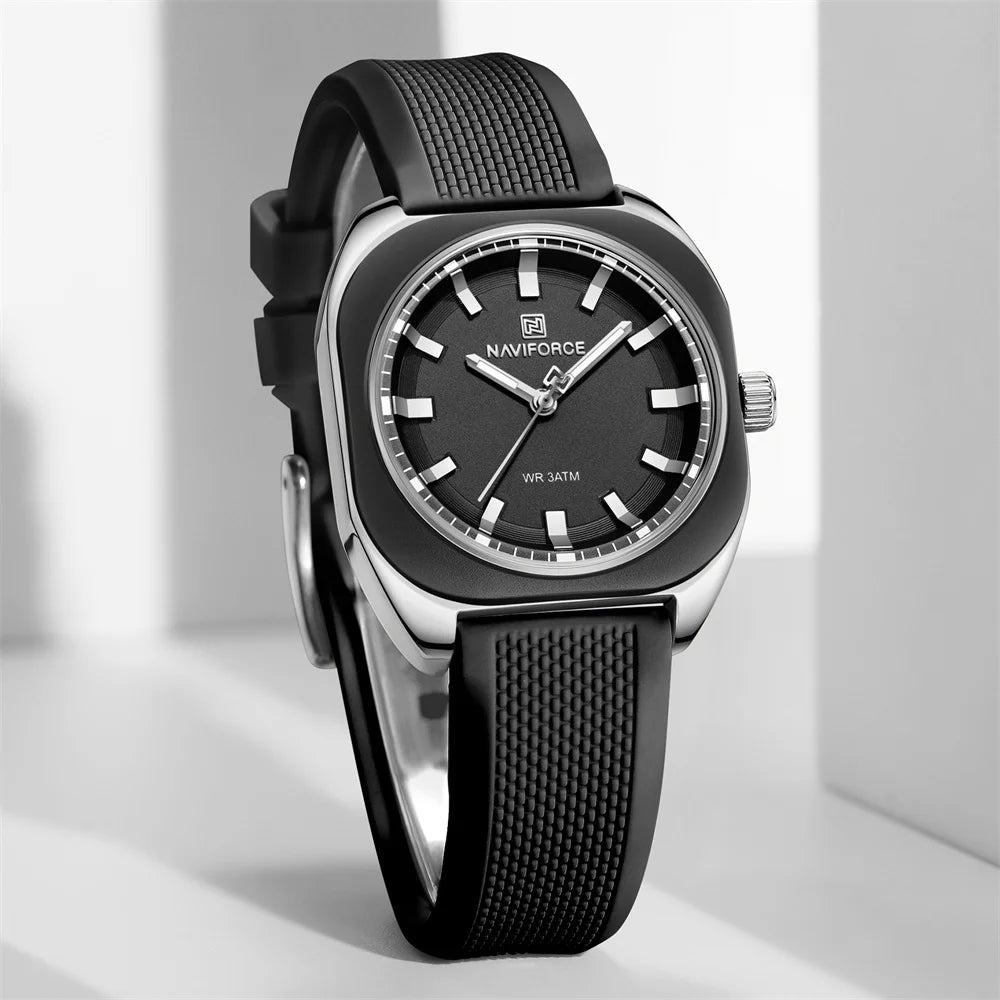 NAVIFORCE, reloj para mujer, marca superior, moda de lujo, reloj de pulsera Original para mujer y niña, pulsera de goma de silicona, reloj informal para mujer 5061