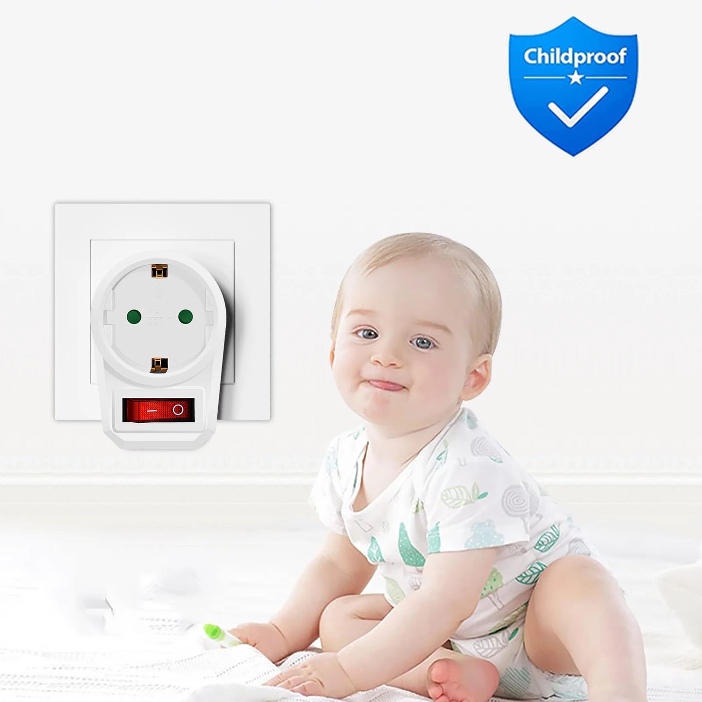 Adaptador de enchufe estándar europeo con interruptor de encendido/apagado, 16A, 250V, enchufe de conversión de la UE, toma de corriente portátil, 1/2/3 Uds.