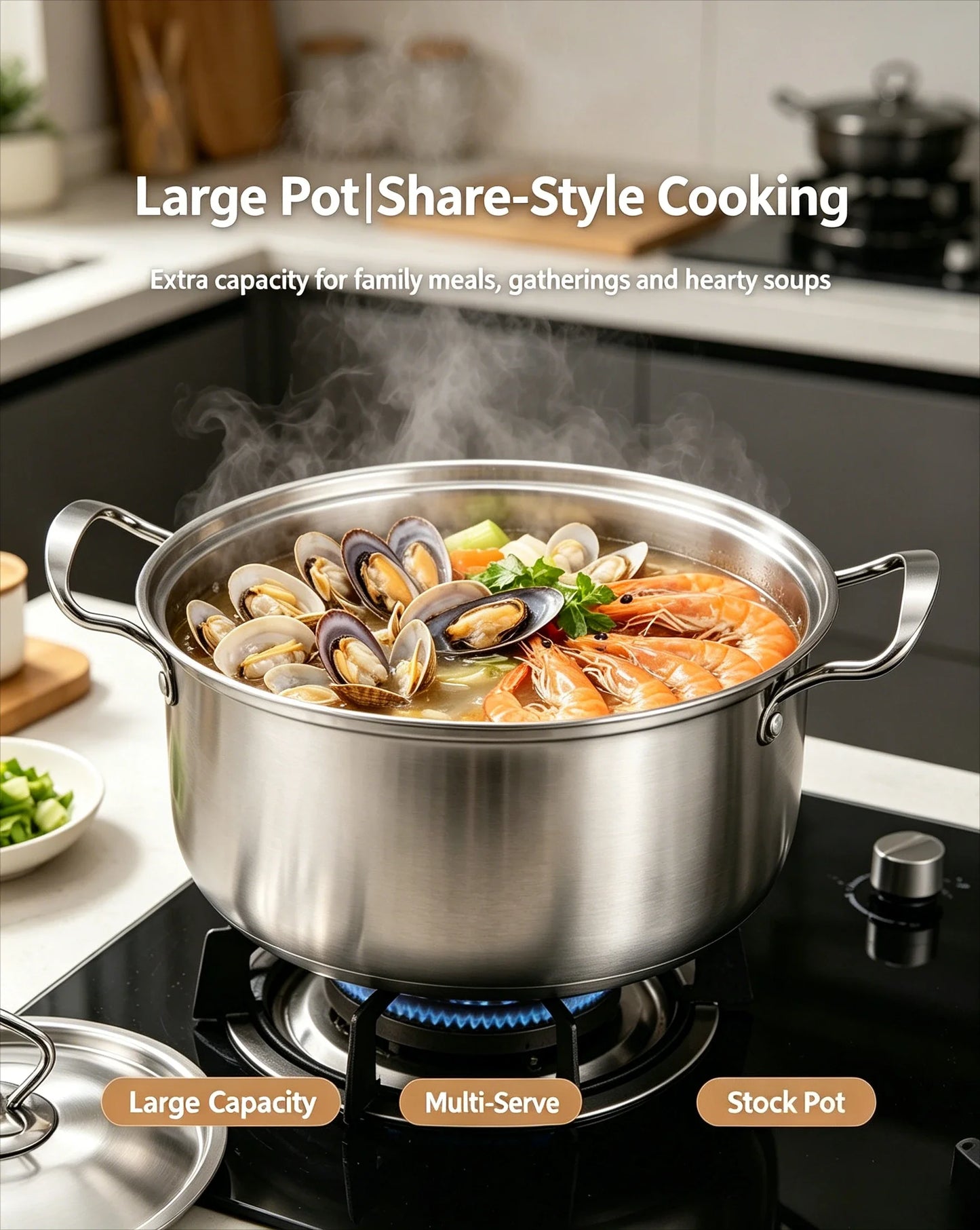 Olla de Cocina de Acero Inoxidable, Cacerola Antiadherente para Leche con Tapa, Utensilios de Cocina, Accesorios, Ollas para Sopa, Portátil para Camping