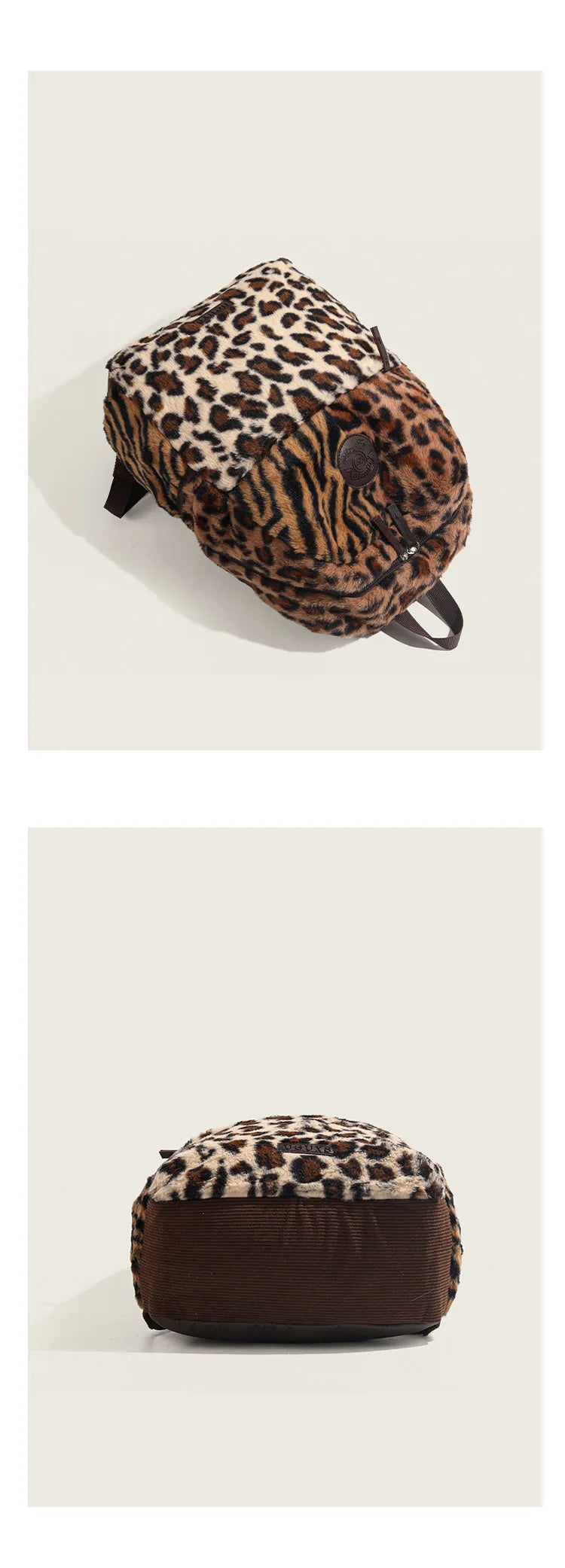 Mochila con estampado de leopardo, mochila de cabina de avión a la moda, bolso escolar de gran capacidad, bolsas suaves de felpa versátiles, Mochilas para Mujer 2025