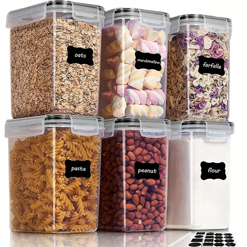 Contenedores herméticos de almacenamiento de alimentos, contenedores de almacenamiento de despensa de cocina para azúcar, harina y suministros para hornear, accesorios de cocina, 6 uds.